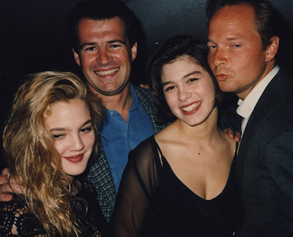 Alex Butler with Drew Barrymore, her friend and Tony Hickox after wrapping WAXWORK II in 1992.
