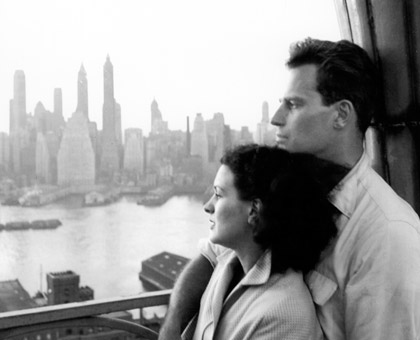 The Hestons in their apartment overlooking New York, 1959