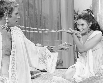 Cleopatra seduces Marc Antony.