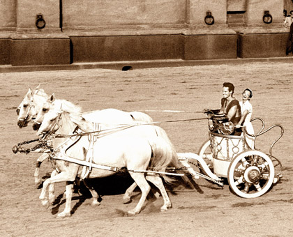 Charlton taking his wife Lydia on a chariot joy ride.