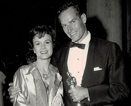Charlton Heston with Lydia Heston at the Academy Awards 1960