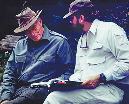 Fraser C Heston directing Charlton Heston on Alaska Set